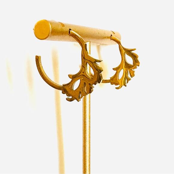 Gold Baroque Hoop Earrings - Picture 2 of 3